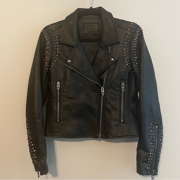 BLANK NYC Faux Leather Studded Moto Jacket - Black Size S - Picture 1 of 13